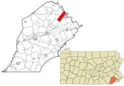 Chester County Pennsylvania incorporated and unincorporated areas East Pikeland highlighted